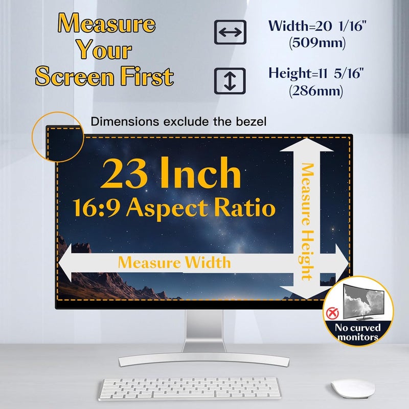 JEEETINTX Magnetic 23 Inch Privacy Screen for Computer Monitor 16:9 Widescreen Desktop PC, 23in Hanging Removable Anti Blue Light Glare Eye Protection Shield, Screen Protector Panel - Image 5